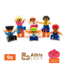 Load image into Gallery viewer, Aliris 6 People Figures - 2 Chairs and 1 Table - Family Set - Police - Worker - Compatible with Duplo Building Blocks - Aliris Shop
